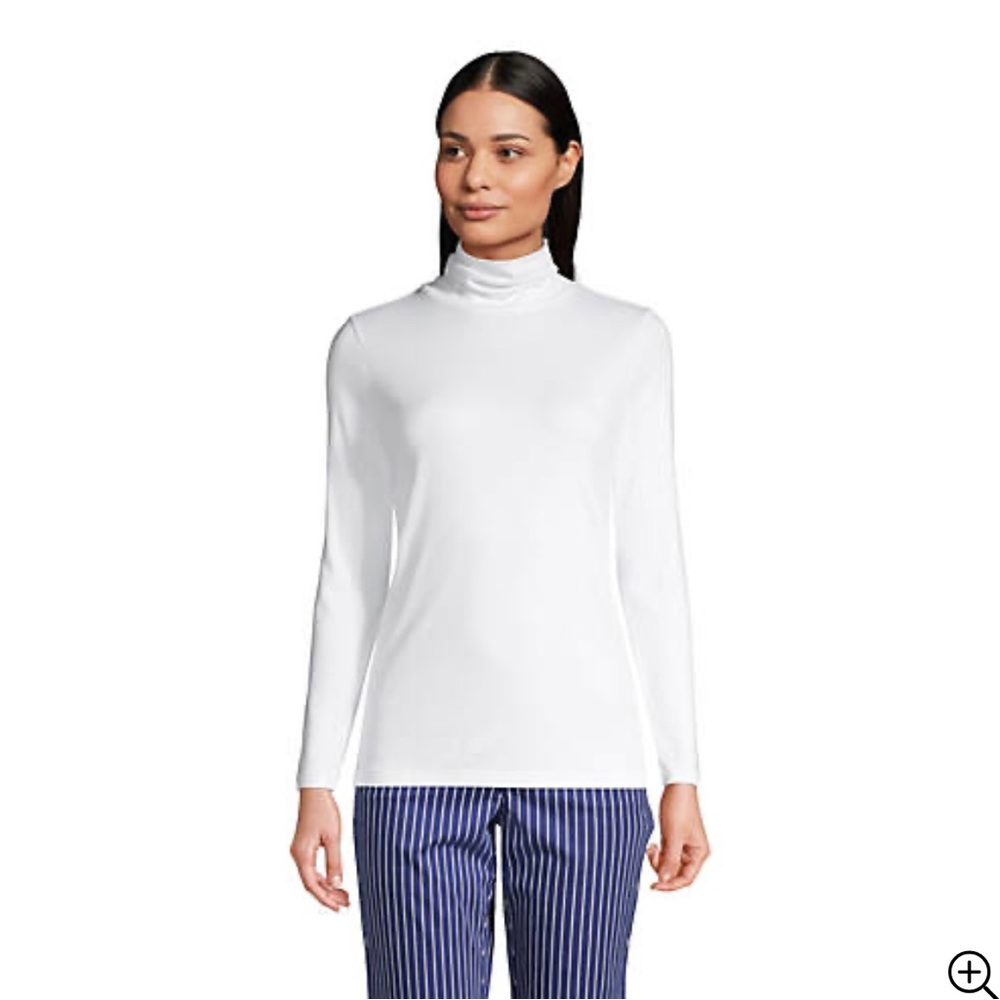 Land’s End Relaxed Fit 100% Cotton Long Sleeve Mock Neck Top